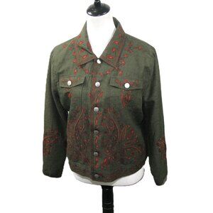 Willi Smith Silk Blend Embroidered Lined Jacket Size Large